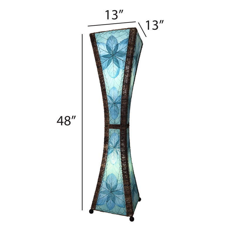 Conrado 48'' Black Column Floor Lamp, Sea Blue