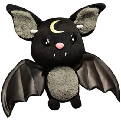 Bat Plush Stuffed Animal Toys,Halloween Black Bat Decor Soft Hugging Plush Doll Toy Gifts,For Kids Birthday, Halloween, Christmas (Black,11.8Inch)