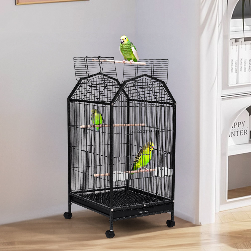 94cm Iron Dome Top Floor Bird Cage with Wheels