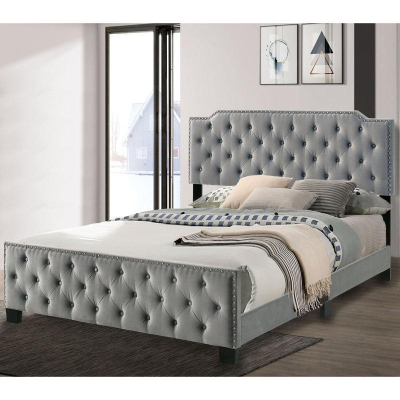 Feickert Flannelette Tufted Bed With Care Kit, King, Gray