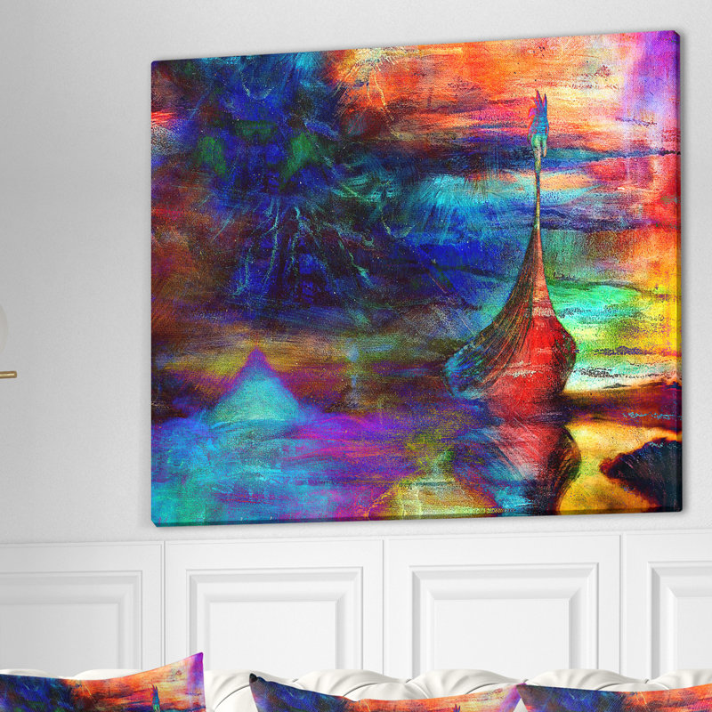 « bateau avec dragon en bois dragon », Toile tendue