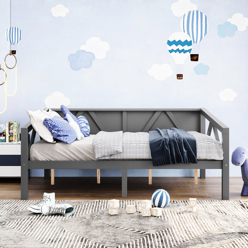 Gray Full Size Daybed With Multi - Function Use, Legs, Slats For Support And Beneath Bed Storage Timeless Style, Can Serve As Bed Or , Build Capacity