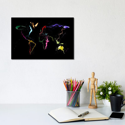 World Map (Abstract Paint) II by Michael Tompsett - Wrapped Canvas Painting