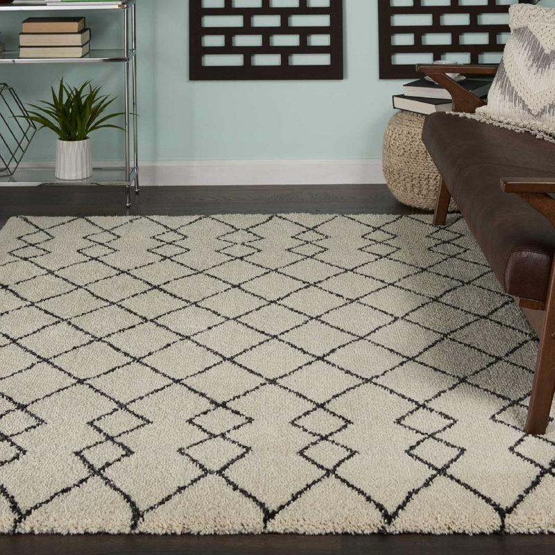 Tapis ivoire à poils longs Mildenhall, Rectangle 7 pi 10 po x 9 pi 10 po