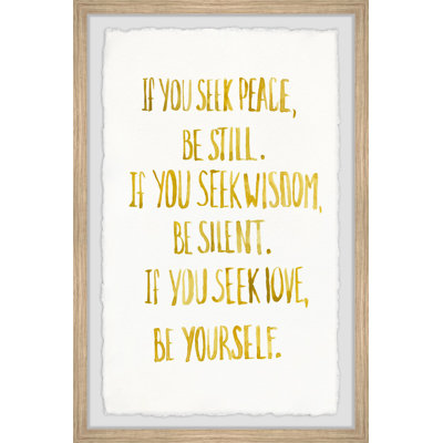 «Seek Peace, Wisdom and Love III», reproduction d'art textuel sur papier encadré