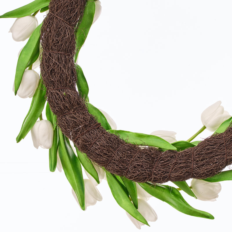Couronne de tulipe 21 "Pu Spring, Couronne de tulipe blanche