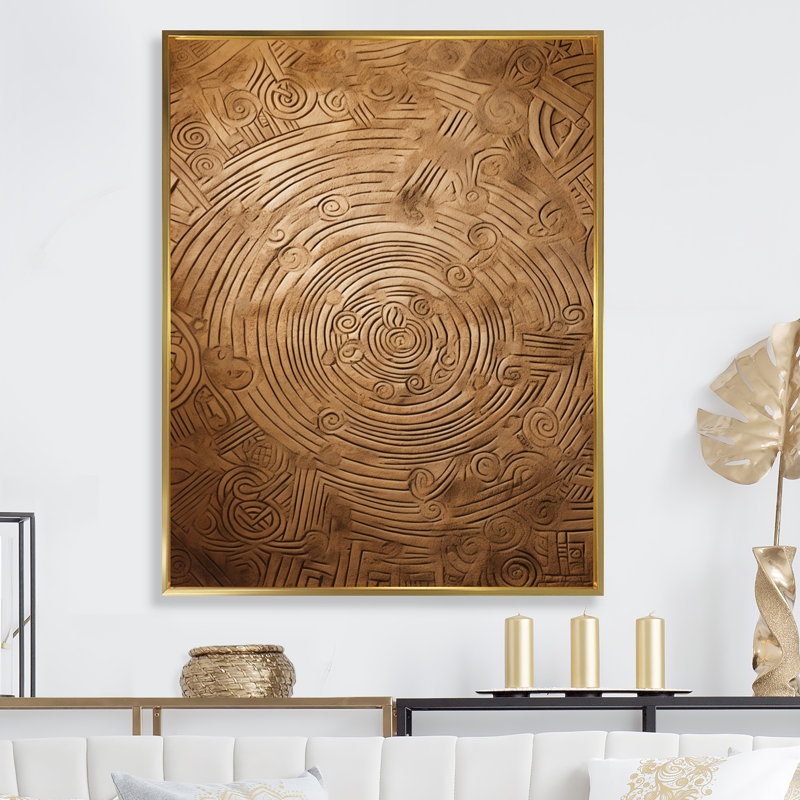 Gwyndaf Gold Maze sur impression sur toile, H 20 po x l 12 po x P 1 po, Cadre flottant doré
