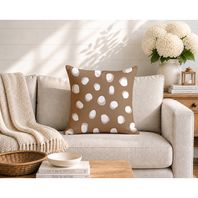 Oreiller réversible intérieur / extérieur Jayi Spots, 18 x 18, Beige