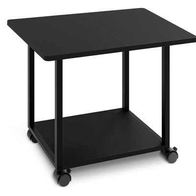 2-Tier Rolling Printer Stand with Wheels, 22" x 15.75" Under Desk Printer Cart with Storage Shelf, Black