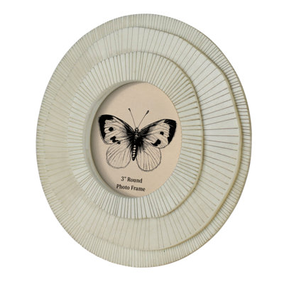 Layered Round Frame, White - 3”