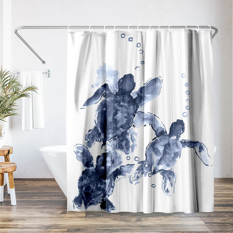 Rideau de douche Thirza Coastal 71x74 avec crochets inclus, Marine