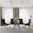Modern Stainless Metal Base And Rectangle Glass Dining Table Set With Luxury Velvet Dining Chairs-107095948-107095949-116227952