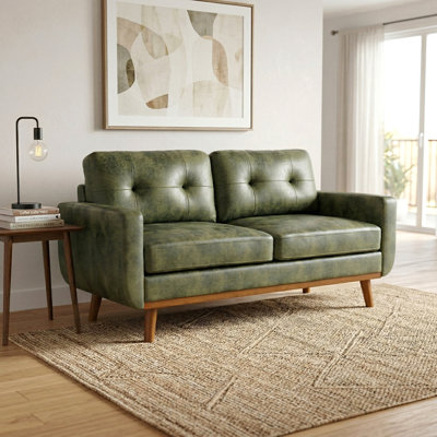 Canapé à deux places 65 pouces moderne minimaliste de 65 pouces en tissu polyester respirant et pieds en bois massif