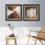 «Geometric 3D Polygons Classic Vintage», ensemble de 2 peintures sur toile encadrées-86450482