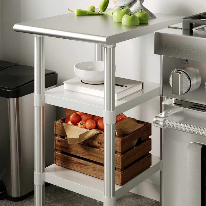 Galvanized Steel Adjustable Add-On Work Table Restaurant Shelf for Work Tables, 18" x 24"