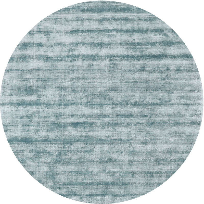 Tapis contemporain bleu ciel, Rond 7 pi