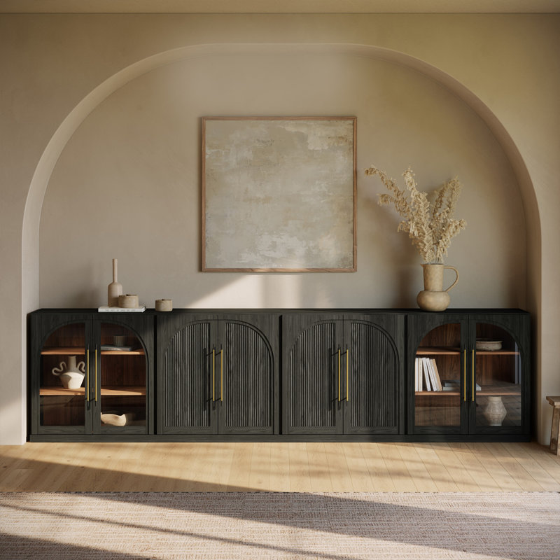 4-Piece Modular Buffet Cabinet - C+1B2A - Ebony, Ebony