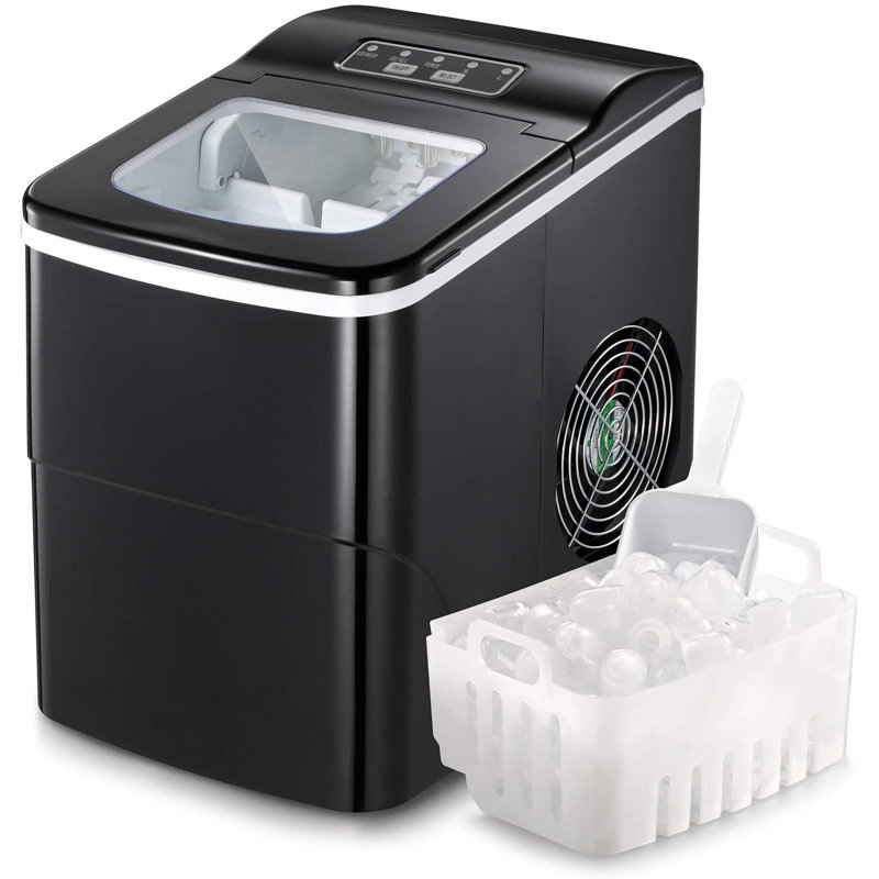 8.86" 26 lb. Daily Production Built-In Clear Ice Maker, Black