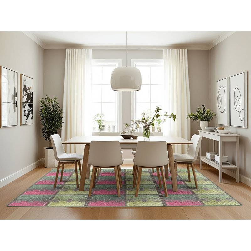 Tapis noir/gris à motifs, Rectangle 7 pi x 10 pi