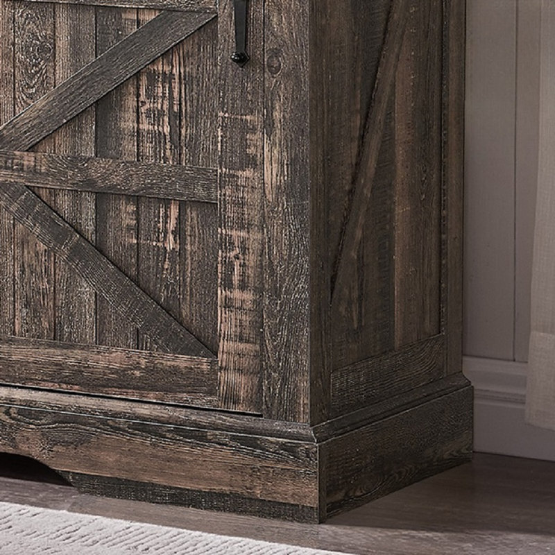 Dark Rustic Oak 58" Farmhouse TV Stand with Electric Fireplace