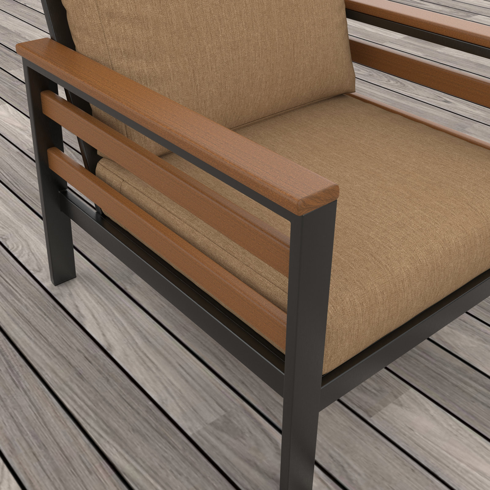 Townsend Sunbrella® Patio Lounge Chair, Brown, Sunbrella Cavnas Heather Beige