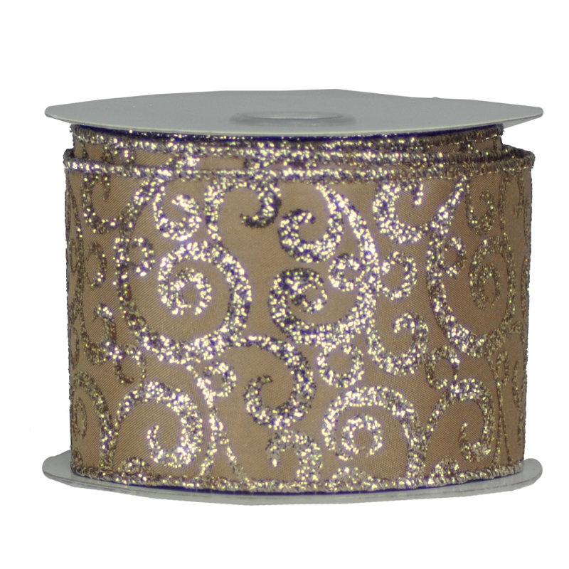 Ruban en tissu 2,5 po, Champagne / Or