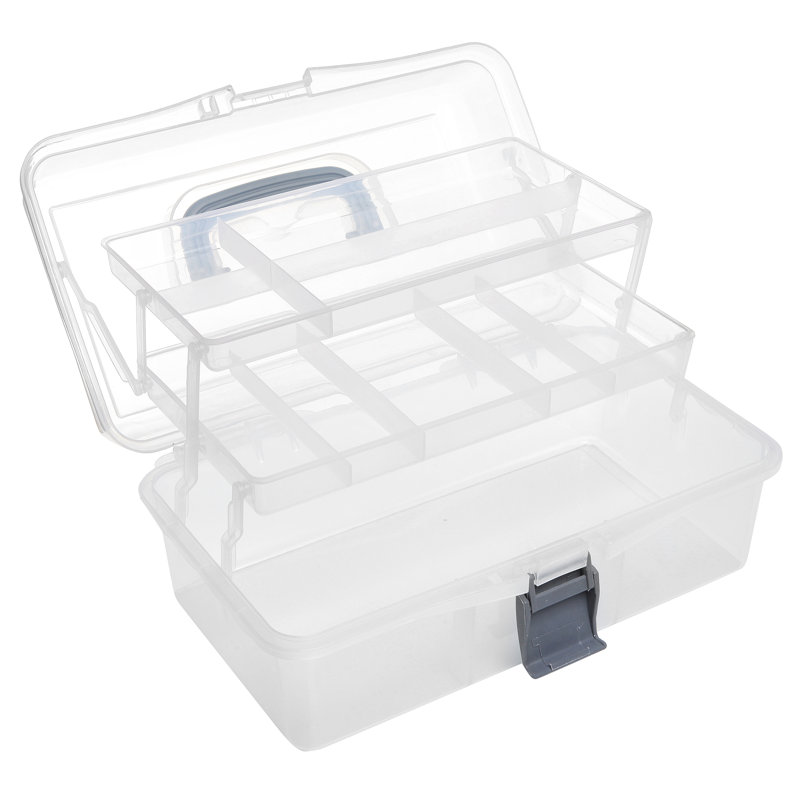 Storage Basket Box Craft Case Container, Clear/Grey