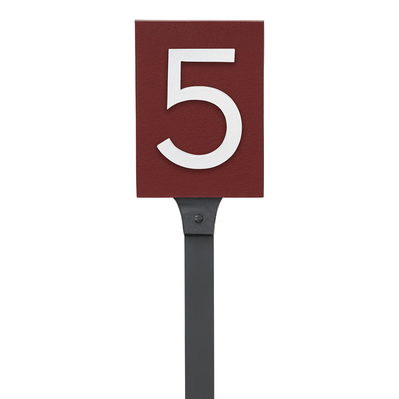 Enseigne d’adresse flottante sur 1 ligne, Blanc, Oui, Rouge brique