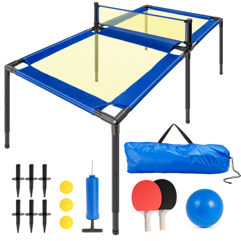 Jeu de tennis de table portable de trampoline portable pour une utilisation intérieure ou extérieure, comprend deux raquettes, quatre balles, un sac de rangement,