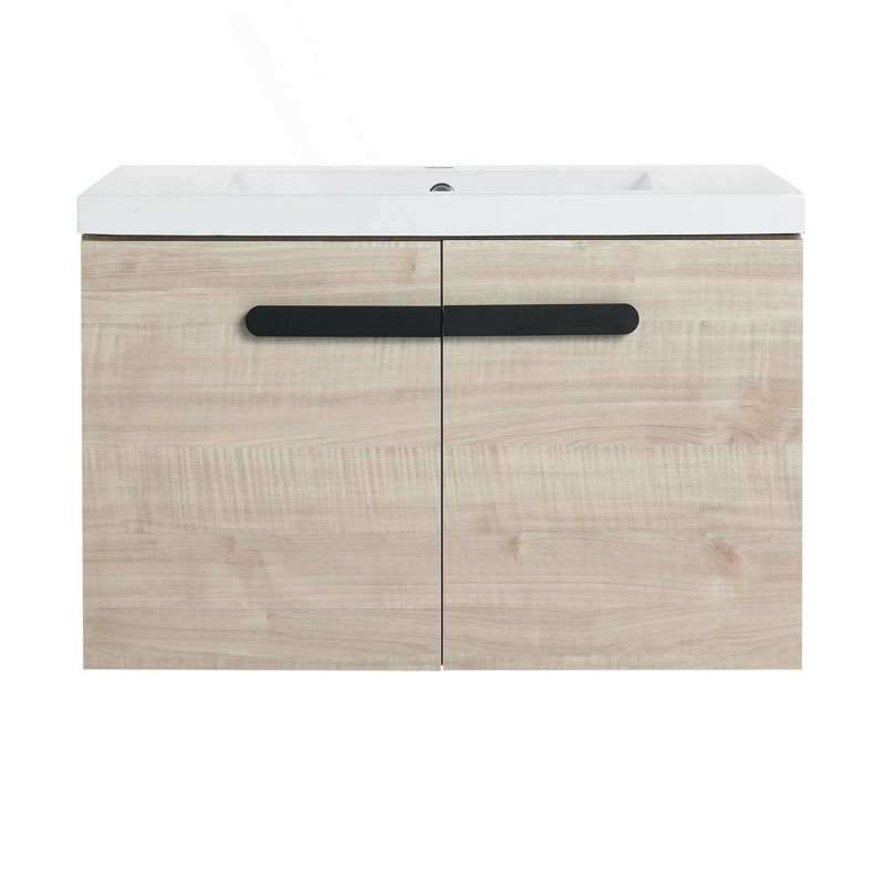 Armoire de salle de bain écologique de 30 pouces avec lavabo, portes à fermeture en douceur et fixation flottante pour les petites salles de bain