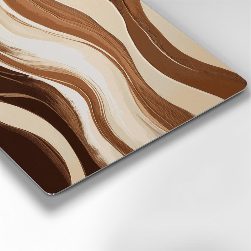 Art mural abstrait en métal beige 93, H 12 po x l 18 po