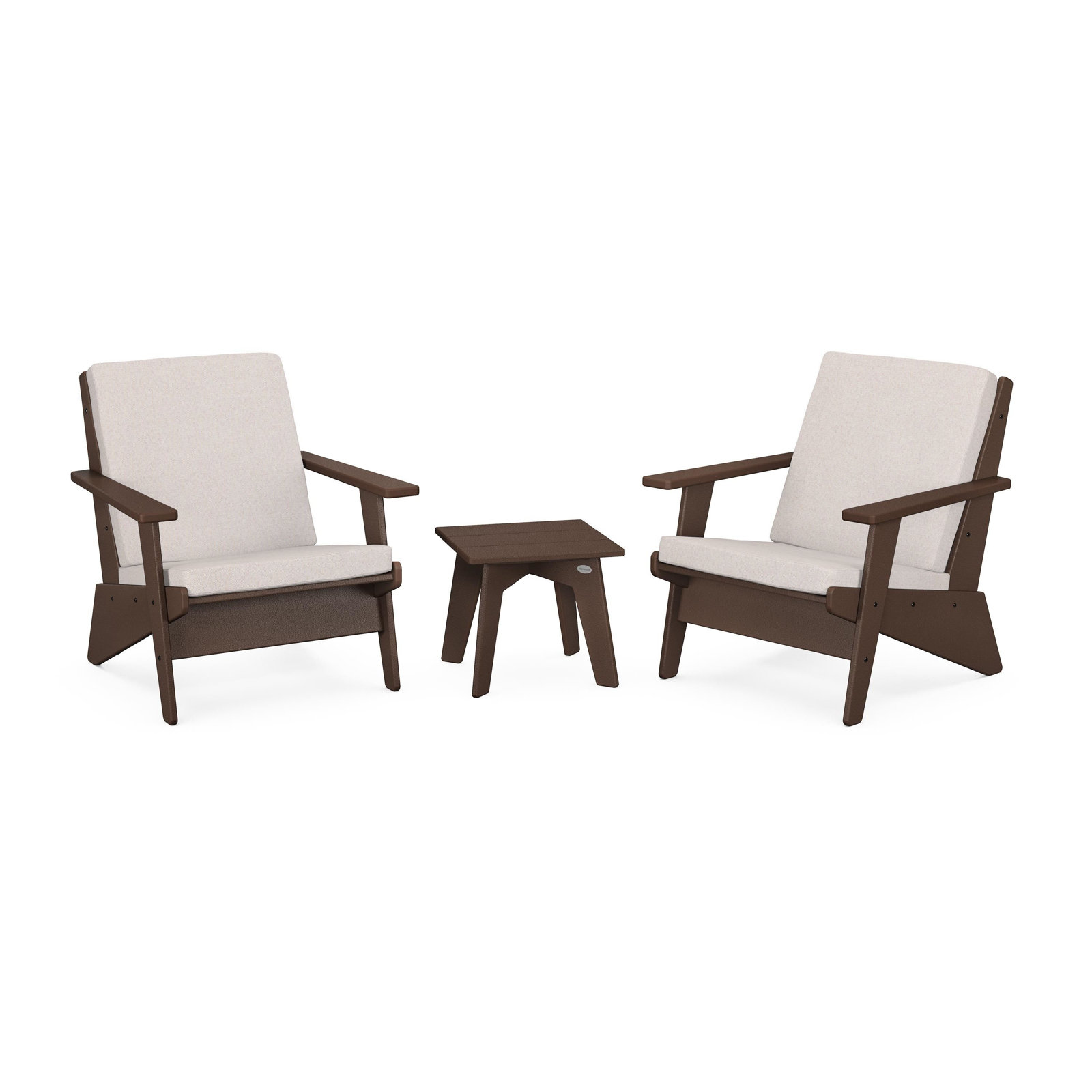 Riviera Modern Lounge 3-Piece Set, Mahogany, Dune Burlap