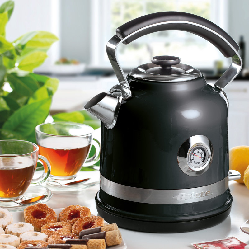 Ariete Moderna 1.7L Stainless Steel Electric Kettle, Black
