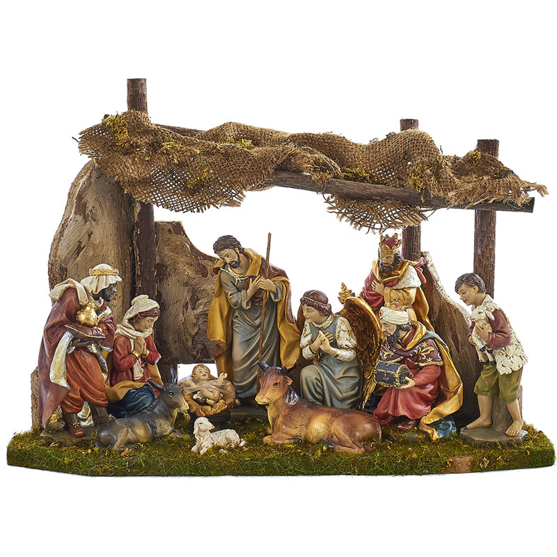 Ensemble de crèche de Noël avec table stable Kurt Adler, ensemble de 12 pièces