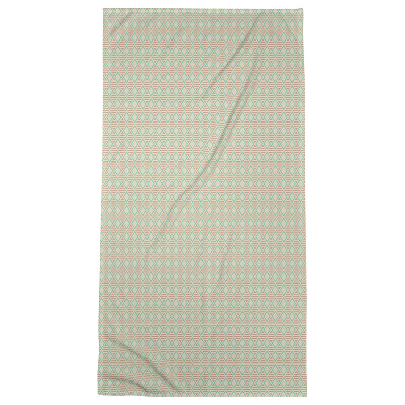 Serviette de bain à losanges géométriques, Sarcelle / orange
