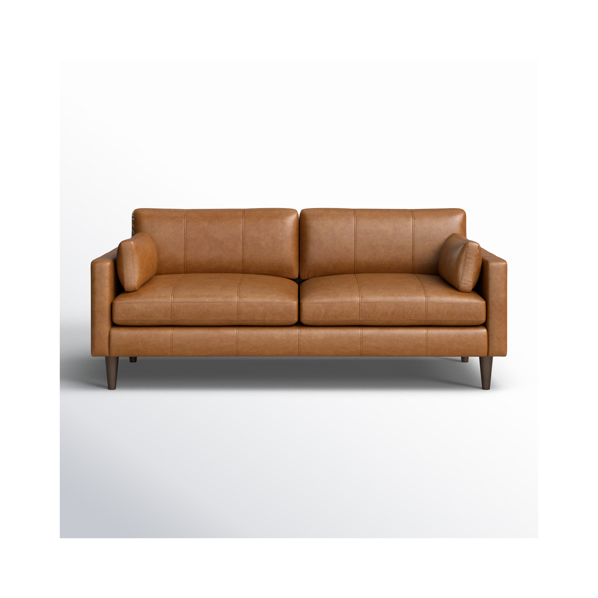 Viveros 81" Leather Sofa, Dark Walnut, Brown Genuine Leather