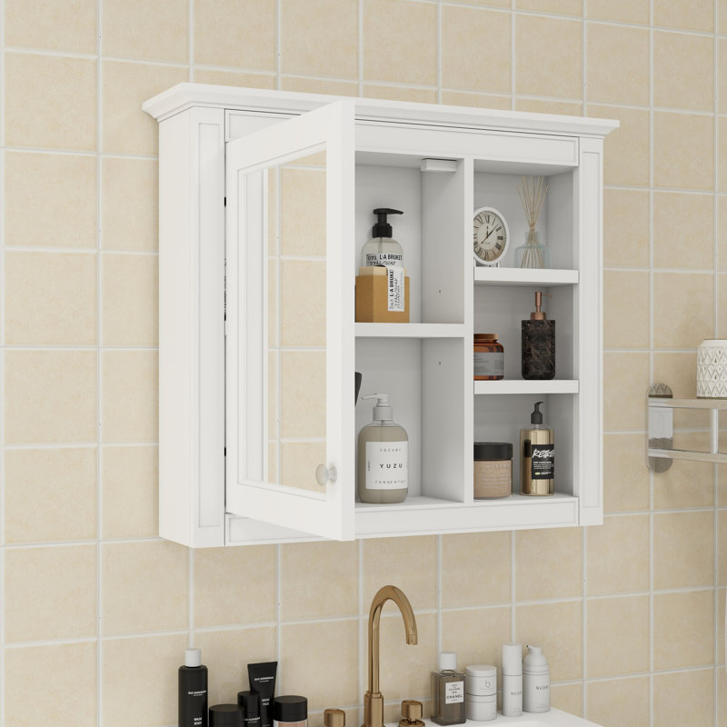 Armoire à pharmacie à miroir fixée au mur l 30 po H 28 po Rosaelia, Blanc