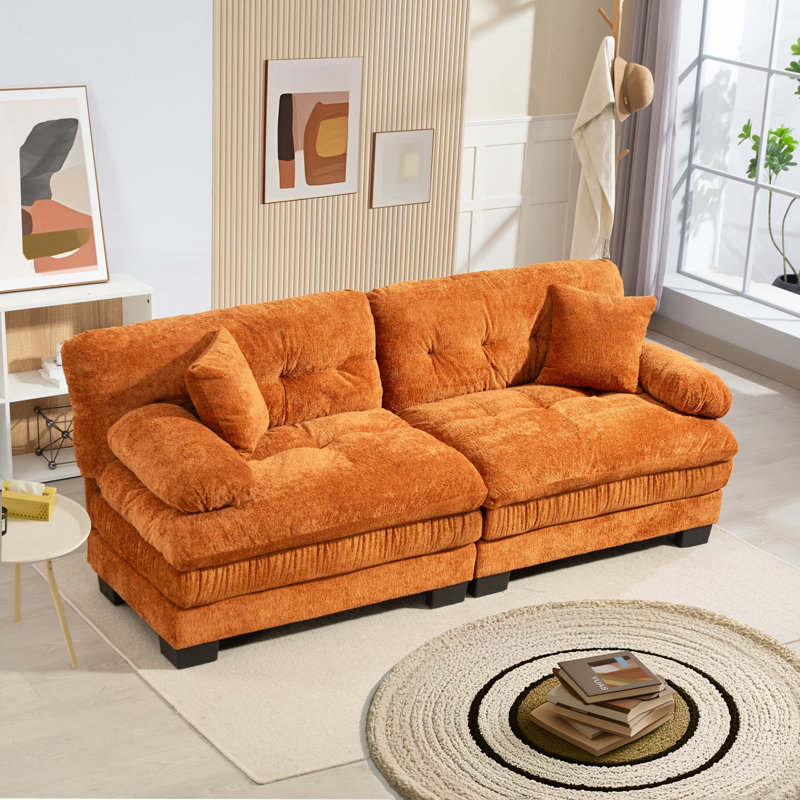 Canapé modulaire 84 po Chenille, Orange