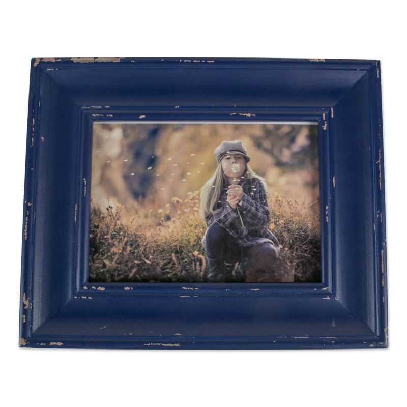 Syrna Wood Beveled Picture Frame, Navy, 5" x 7"