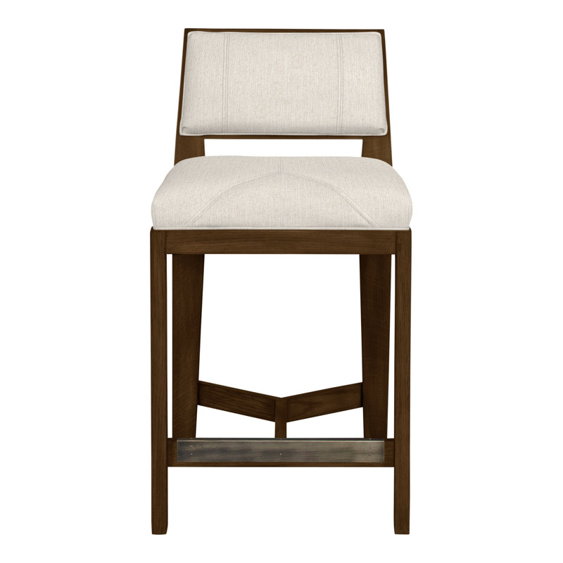 Scoville By Thom Filicia Upholstered Counter Stool with Solid Wood Frame, La Havane, Parchemin instantané