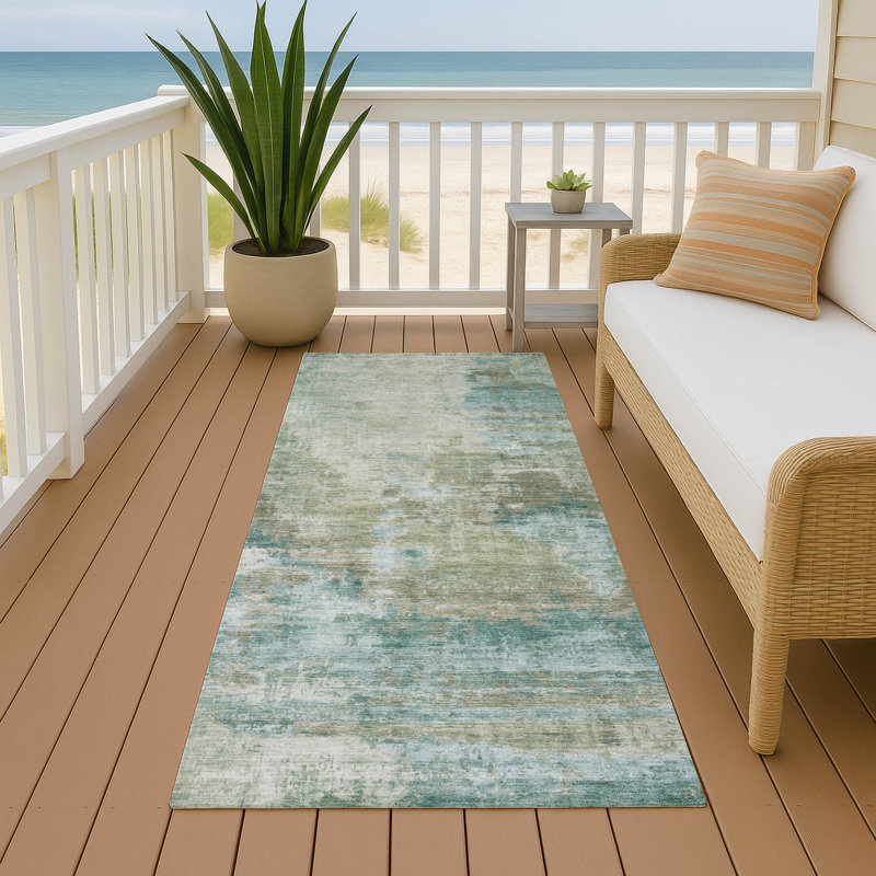 Tapis abstrait intérieur / extérieur lavable à la machine Efhantillonko ACN2300, Tapis de couloir 2 pi 3 po x 7 pi 6 po