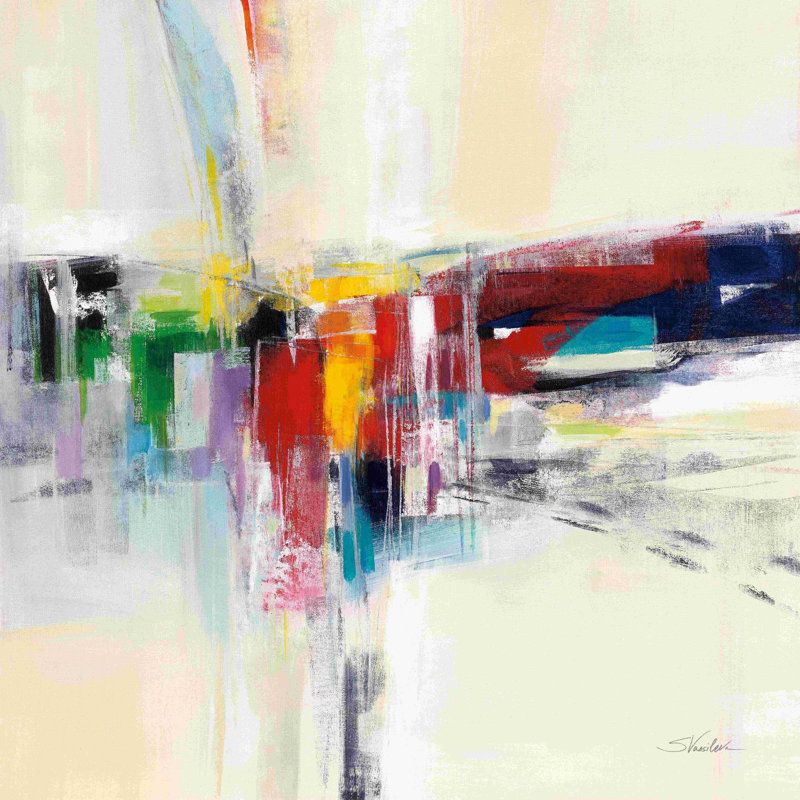 Kaléidoscope arc-en-ciel par Silvia Vassileva - Peinture, H 30 po x l 30 po, Toile tendue