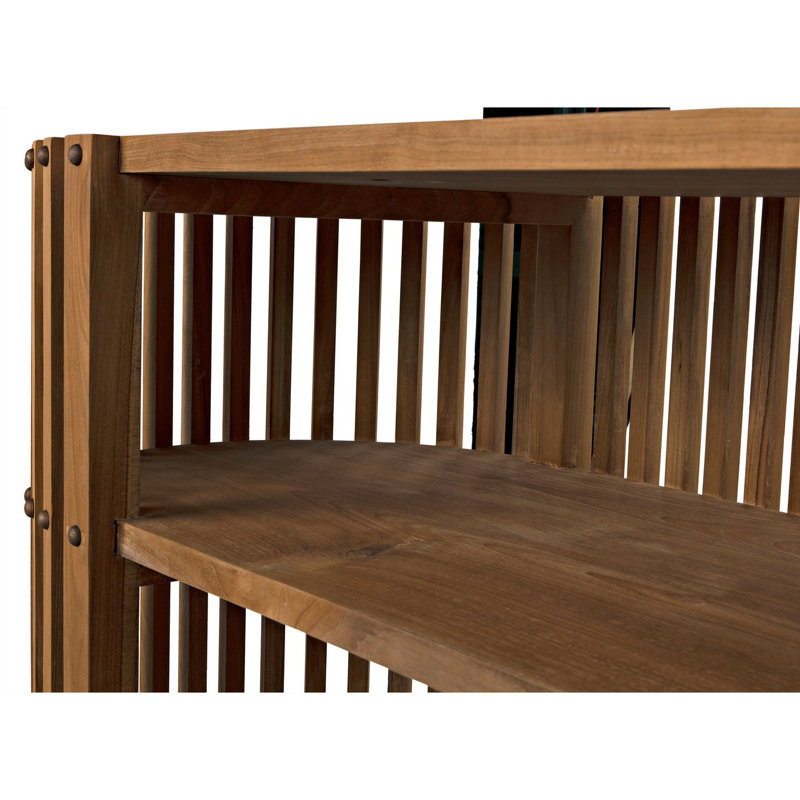 Consuela 66.5'' Oval Teak Console Table with Nailhead Detail