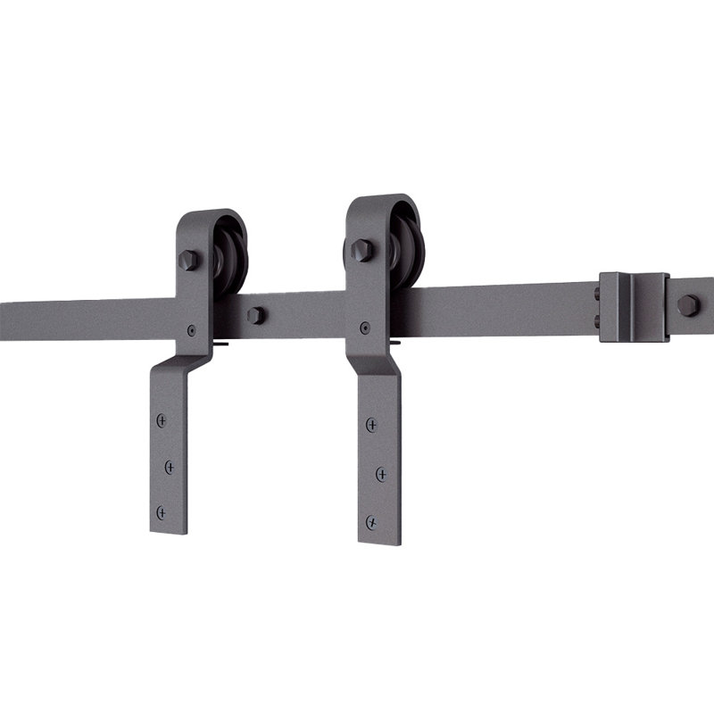 Ensemble de quincaillerie pour porte de grange coulissante à rail unique de 96 po, noir mat, Matte Black, 96"