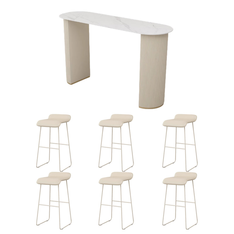 Une table de bar de style crème légère et luxueuse, H 41,3 po x L 78,7 po x l 19,6 po, Beige, Beige