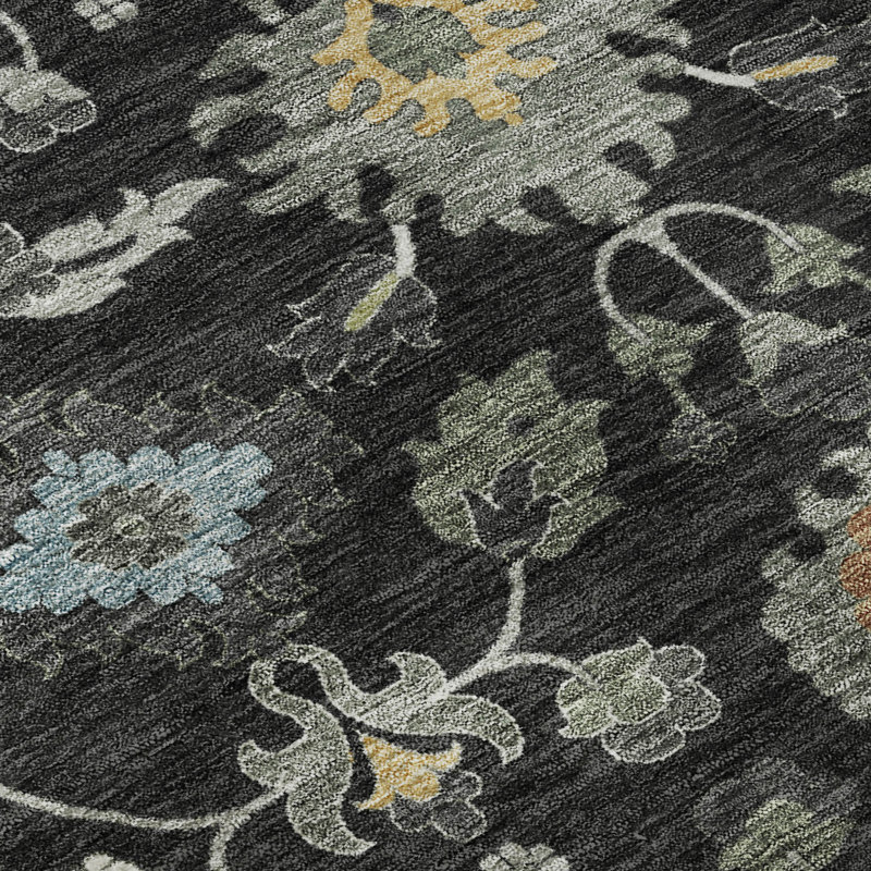 Tapis traditionnel lavable à la machine Premium Premium AMF2458, Black, 3' x 5'