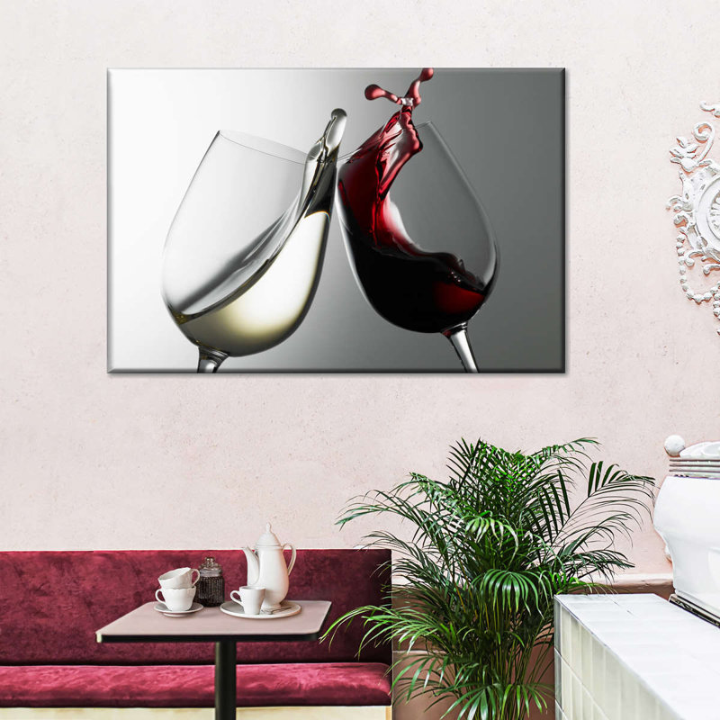 White And Red Wine Canvas Print, 36" H x 24" W x 1.25" D