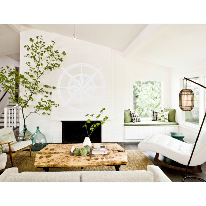 Décalcomanie murale boussole north star, Blanc, H 38 po x l 38 po x P 0,01 po