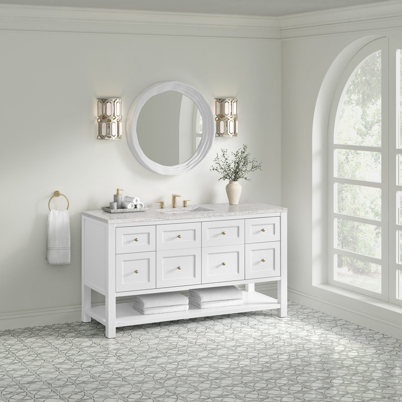 Breckenridge 60"W Single Vanity W/ Freepower Wireless Charger, Eternal Jasmine Pearl, Bright White