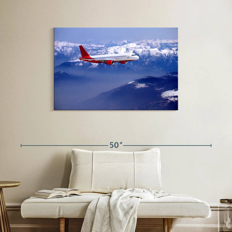 Mehar Airplane Over Snowy Mountain, 26" H x 39" W